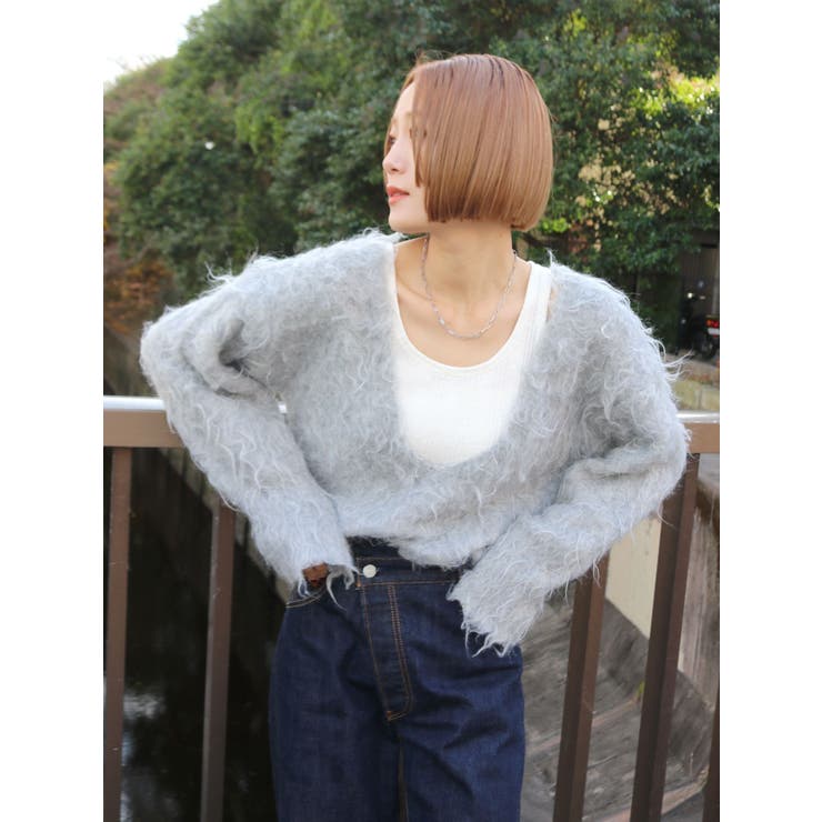 Vネック起毛ルーズニット | Ungrid | 詳細画像21 