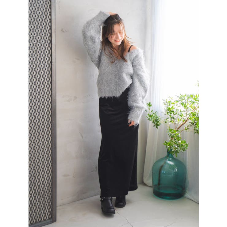 Vネック起毛ルーズニット | Ungrid | 詳細画像5 