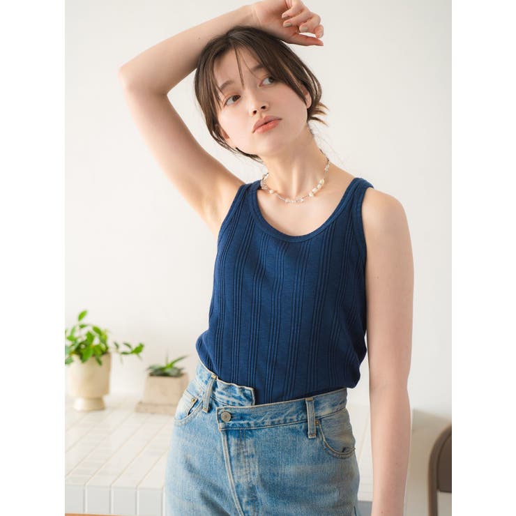 ネイビー | ランダムテレコタンクトップ | Ungrid