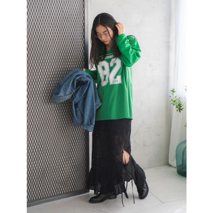 メッシュコンビナンバリングロングスリーブTee | Ungrid | 詳細画像14 