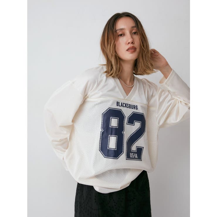 メッシュコンビナンバリングロングスリーブTee | Ungrid | 詳細画像21 