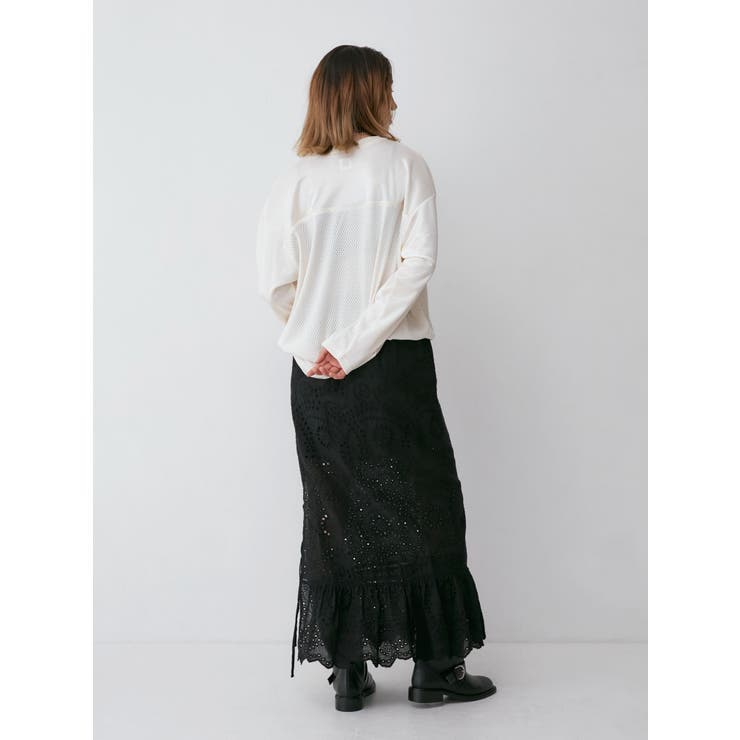 メッシュコンビナンバリングロングスリーブTee | Ungrid | 詳細画像25 