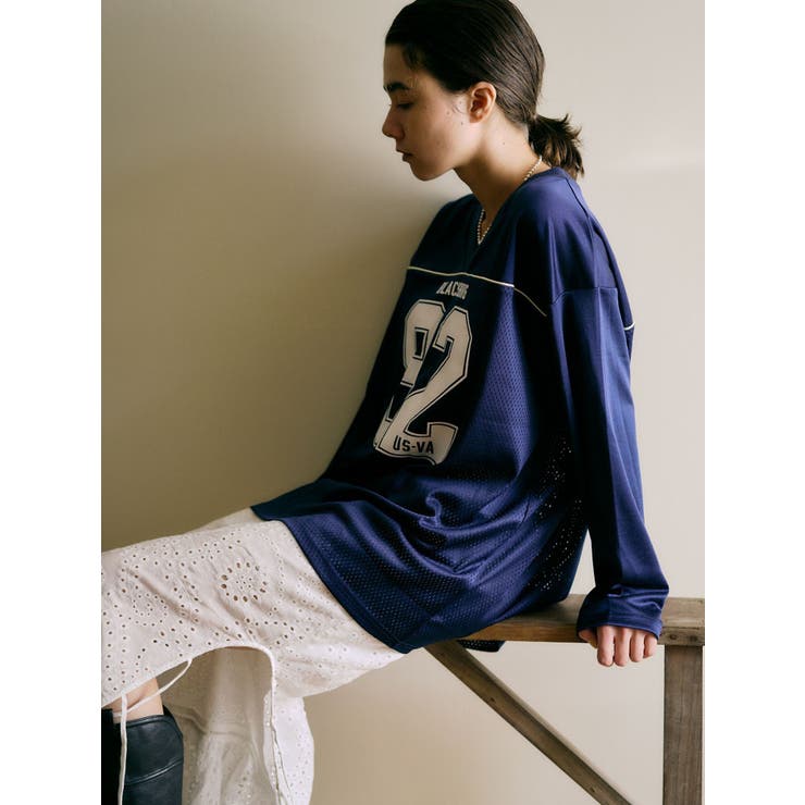 メッシュコンビナンバリングロングスリーブTee | Ungrid | 詳細画像3 