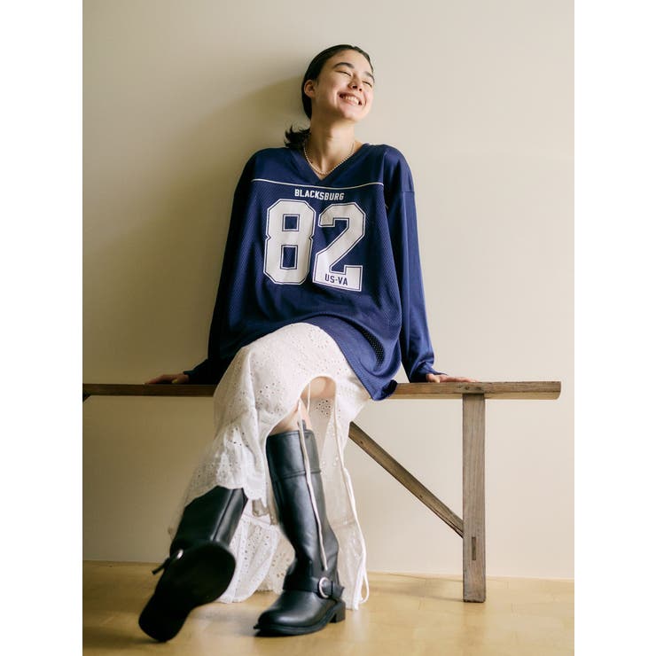 メッシュコンビナンバリングロングスリーブTee | Ungrid | 詳細画像4 