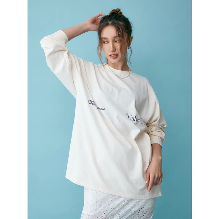 アイボリー | ヴィンテージウォッシュロゴロングスリーブTee | Ungrid