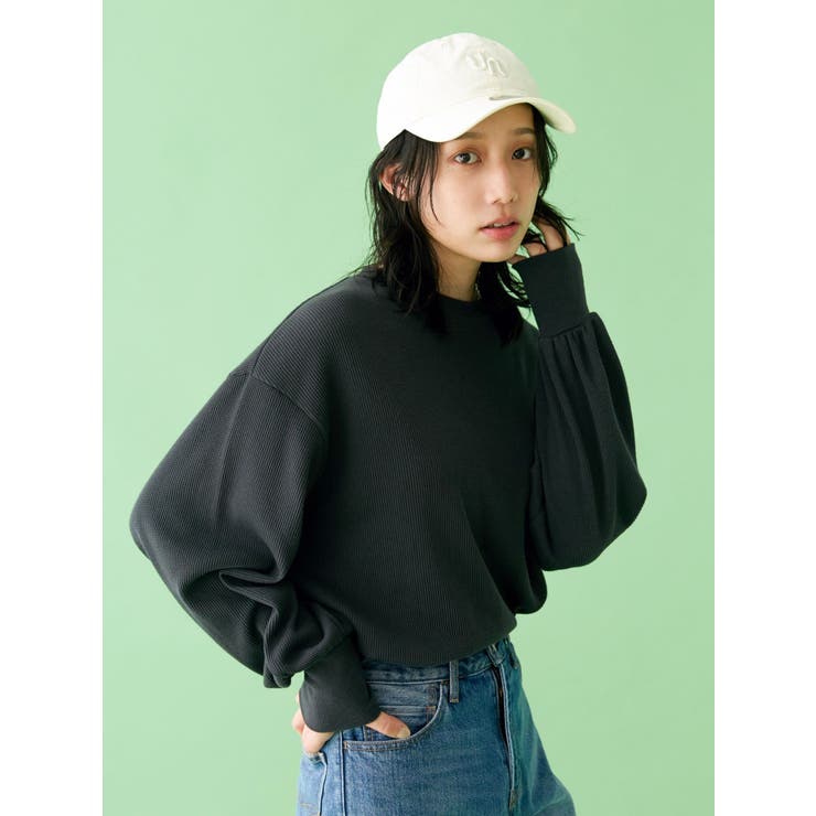 チャコールグレー | 【WEB限定】スリーブボリュームワッフルロングスリーブTee | Ungrid