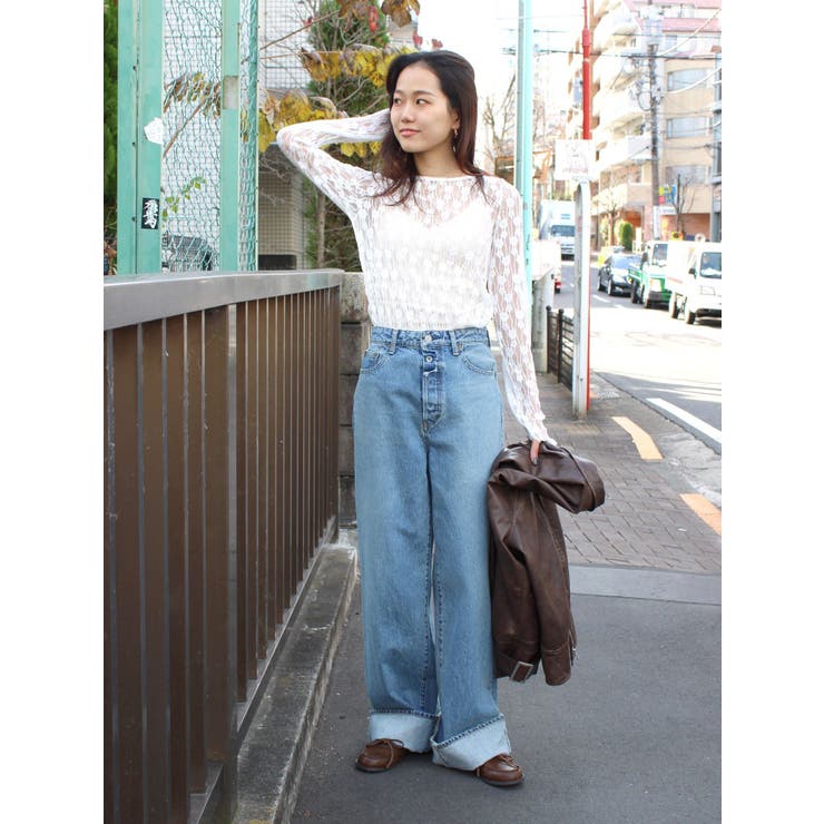 【SALE】　Ungrid  シアーレースロングスリーブTee　1125127653 SALE】 Ungrid シアーレースロングスリーブTee 1125127653