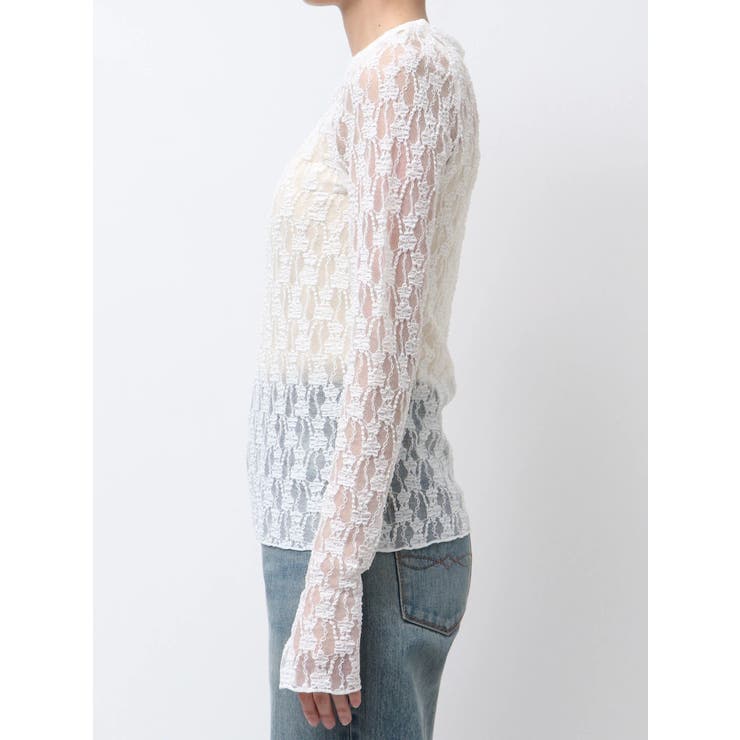 【SALE】　Ungrid  シアーレースロングスリーブTee　1125127653 SALE】 Ungrid シアーレースロングスリーブTee 1125127653