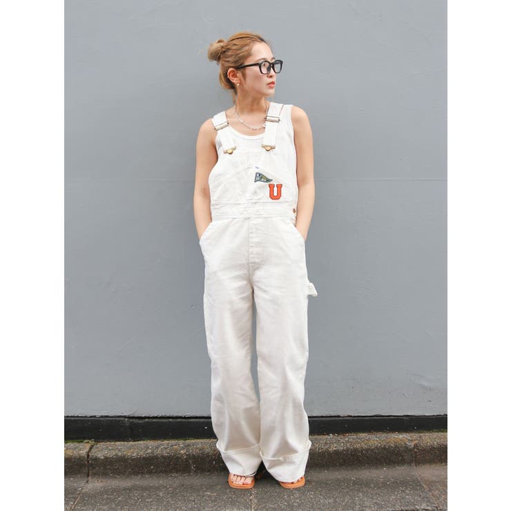 ☆新品未使用☆アンリアン　UNLIEN コーデュロイサロペット　ロング　エクリュ Lee別注 ワッペンデザインデニムサロペット[品番：MKSW0064024