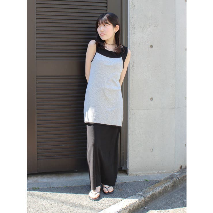 ライトグレー | レイヤードデザインノースリワンピース | Ungrid