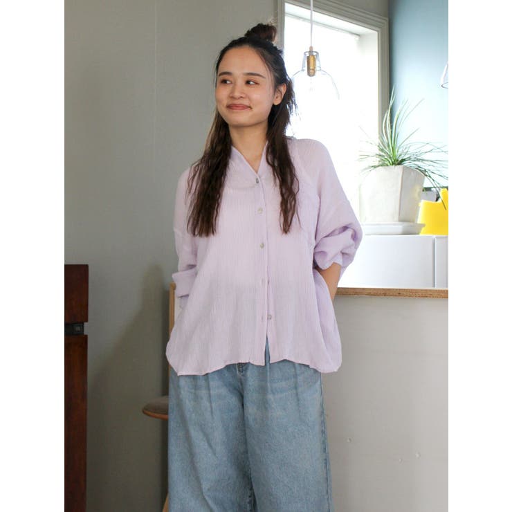 パープル | 楊柳ビッグルーズシャツ | Ungrid