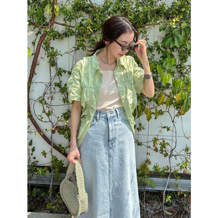 ギャザーデザインハーフスリーブシャツ | Ungrid | 詳細画像12 