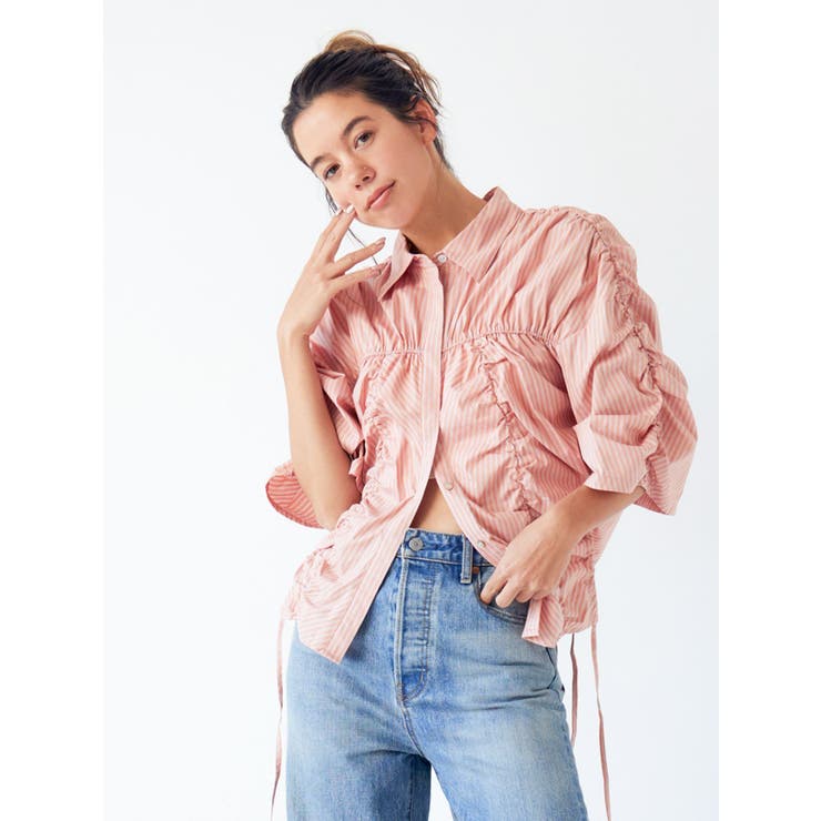 ギャザーデザインハーフスリーブシャツ | Ungrid | 詳細画像21 