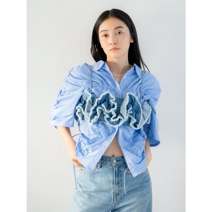 ギャザーデザインハーフスリーブシャツ | Ungrid | 詳細画像31 