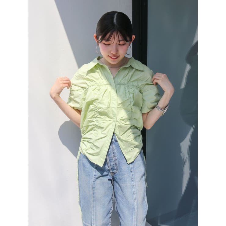 ギャザーデザインハーフスリーブシャツ | Ungrid | 詳細画像37 