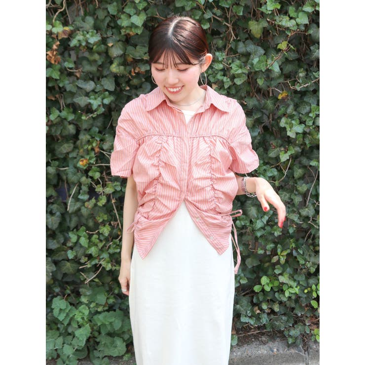 ギャザーデザインハーフスリーブシャツ | Ungrid | 詳細画像39 