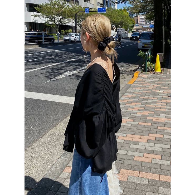 ブラック | スリーブボリュームブラウス | Ungrid