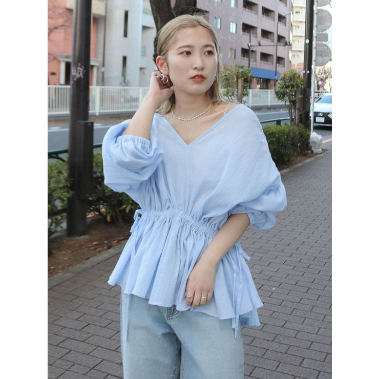 ブルー | スリーブボリュームブラウス | Ungrid