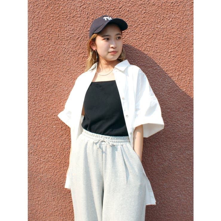 Ungrid◆25SS/ビッグシルエットハーフスリーブシャツ/FREE/コットン/WHT/112520491201-01 ビッグシルエットハーフスリーブシャツ[品番：MKSW0064722