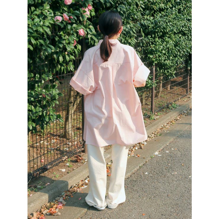Ungrid◆25SS/ビッグシルエットハーフスリーブシャツ/FREE/コットン/WHT/112520491201-01 ビッグシルエットハーフスリーブシャツ[品番：MKSW0064722
