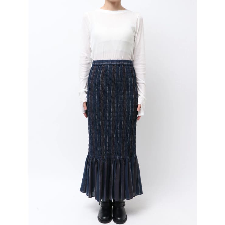 シャーリングデザインストライプスカート | Ungrid | 詳細画像14 