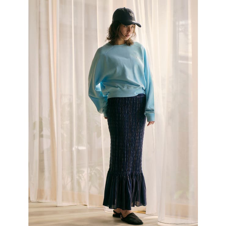 シャーリングデザインストライプスカート | Ungrid | 詳細画像3 