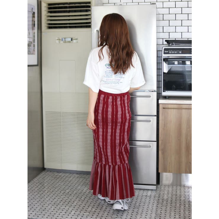 シャーリングデザインストライプスカート | Ungrid | 詳細画像7 