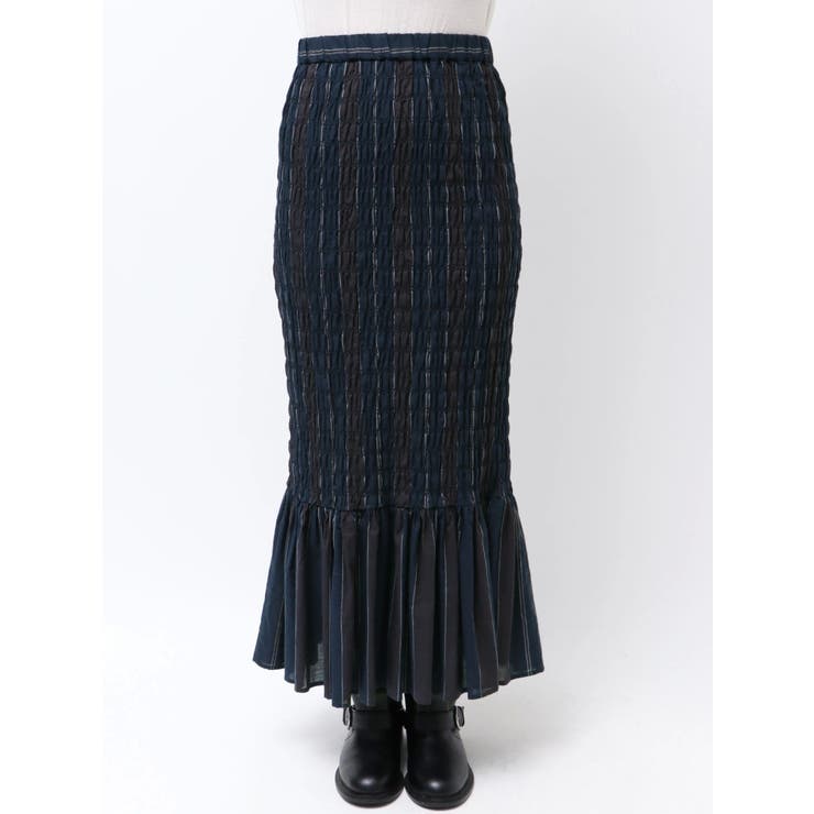 シャーリングデザインストライプスカート | Ungrid | 詳細画像8 