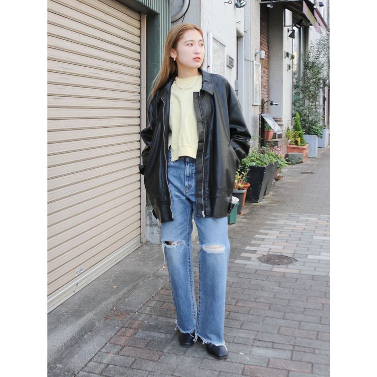 カットオフダメージストレートデニム[品番：MKSW0062870