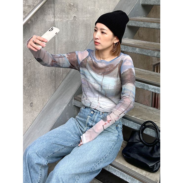 シアープリントチュールロングスリーブTee | Ungrid | 詳細画像21 