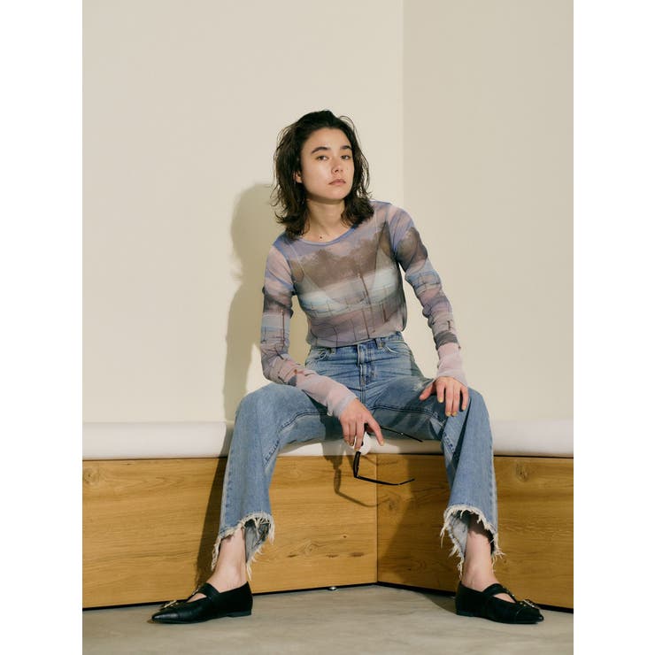 シアープリントチュールロングスリーブTee | Ungrid | 詳細画像3 