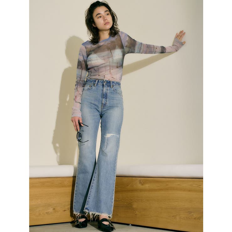 シアープリントチュールロングスリーブTee | Ungrid | 詳細画像4 