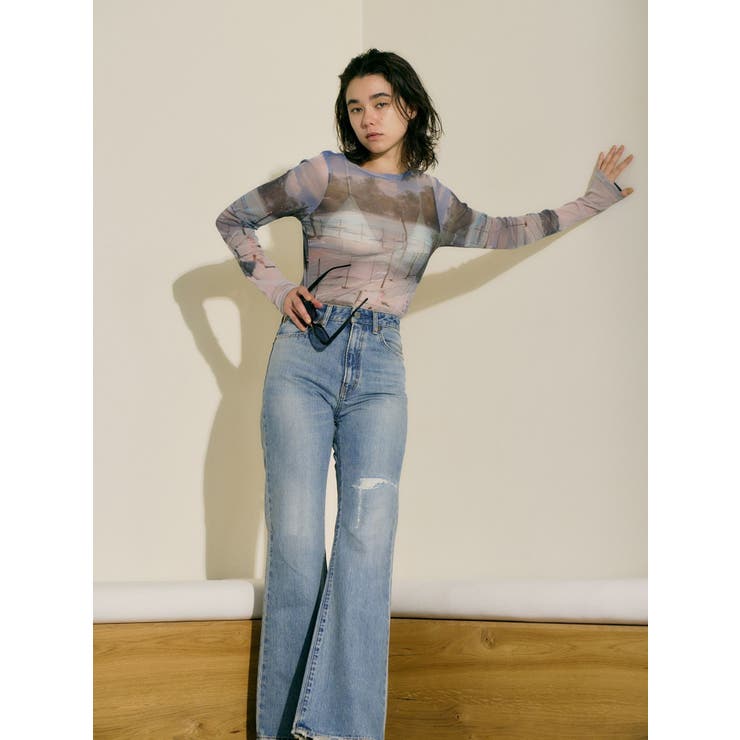 シアープリントチュールロングスリーブTee | Ungrid | 詳細画像6 