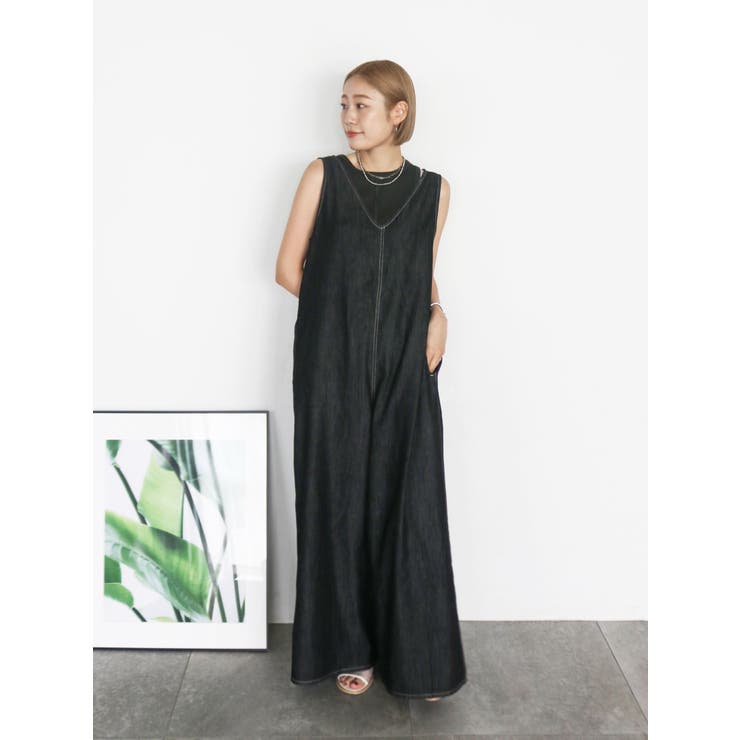 バックオープンデニムサロペット | Ungrid | 詳細画像1 