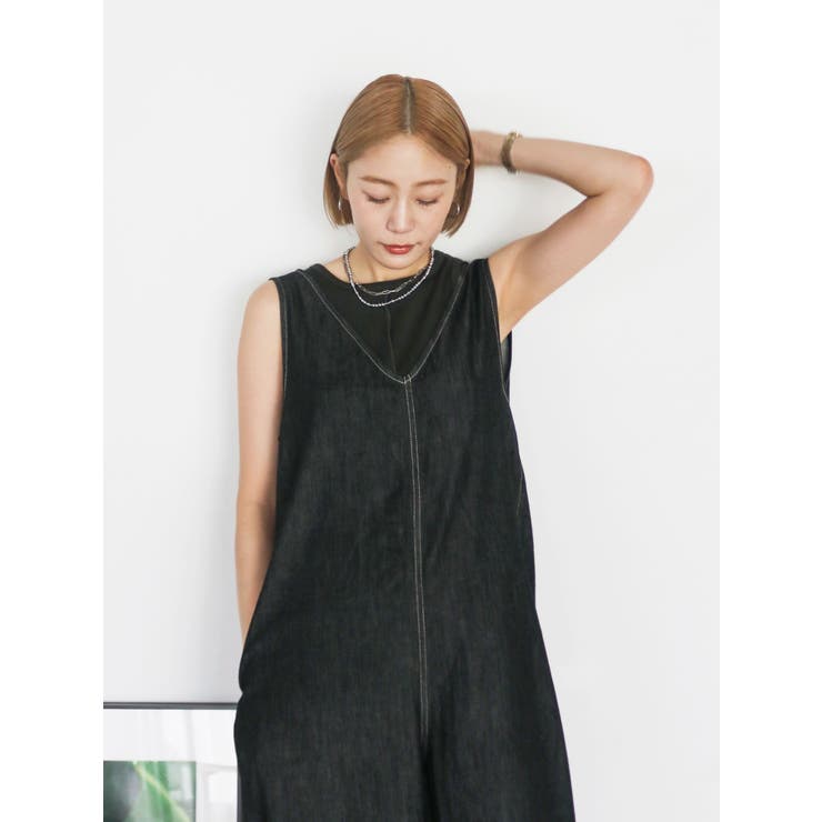 バックオープンデニムサロペット | Ungrid | 詳細画像8 