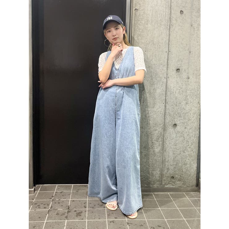 ブルー | バックオープンデニムサロペット | Ungrid