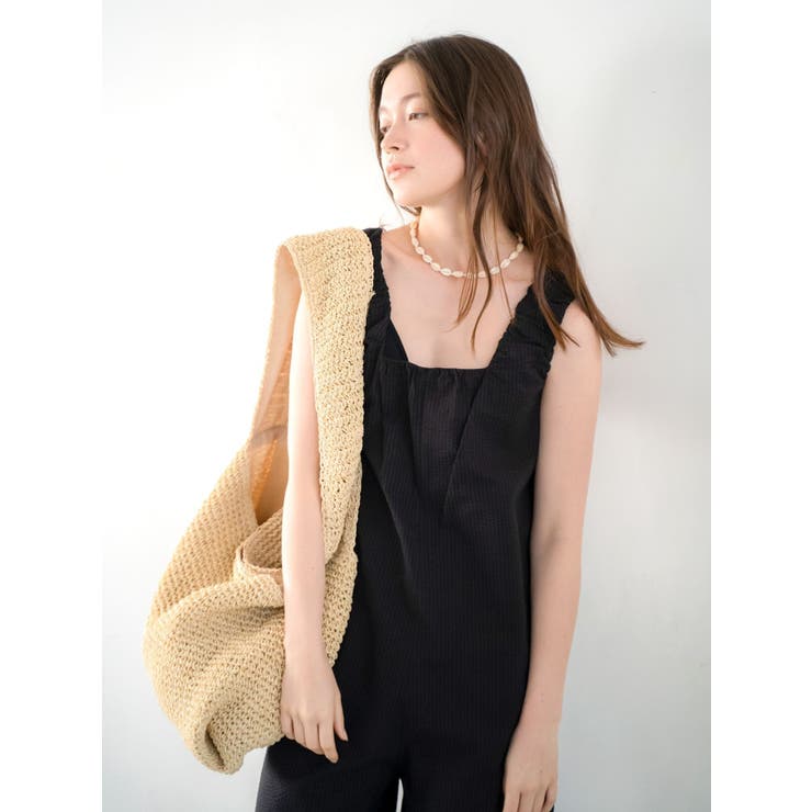 スクエアネックギャザーデザインロンパース | Ungrid | 詳細画像10 