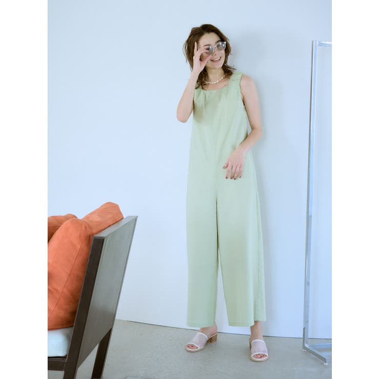 スクエアネックギャザーデザインロンパース | Ungrid | 詳細画像3 