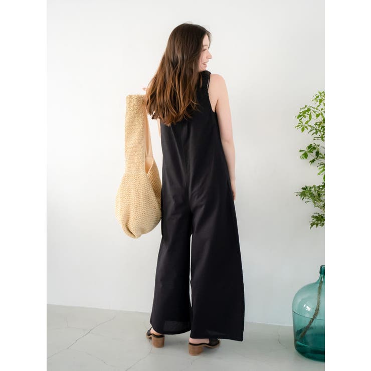 スクエアネックギャザーデザインロンパース | Ungrid | 詳細画像8 