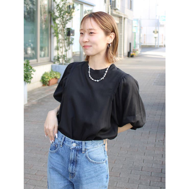 OHGA ハプスリーブ　ツイード　ブラウス　ネイビー 楽天市場】カットソー Tシャツ 春夏 レディース トップス 半袖