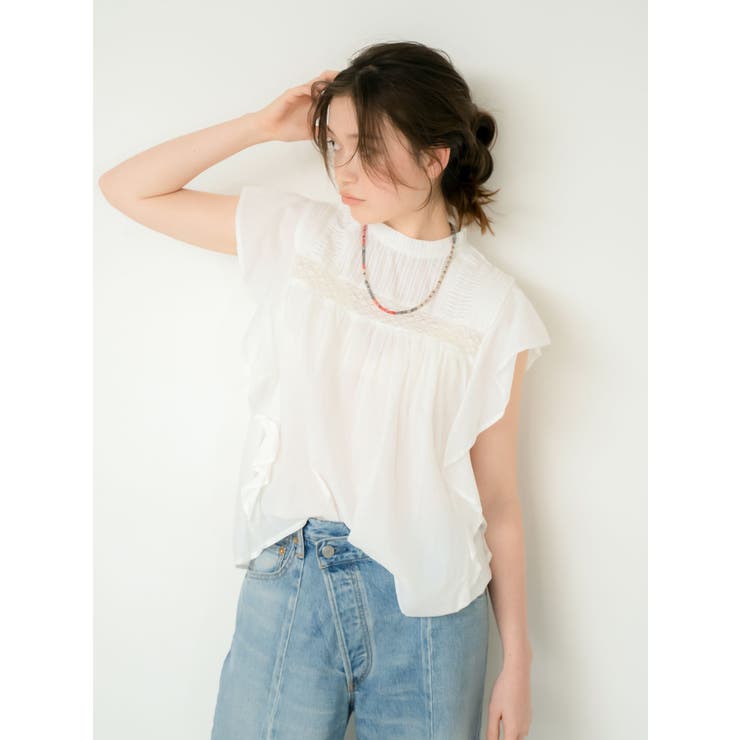 MARNI◆ノースリーブブラウス/38/コットン/WHT/フリル/アシンメトリー SUMMER SALE】MARNI（マルニ）TTMA0373SO/UTC223 ノースリーブ