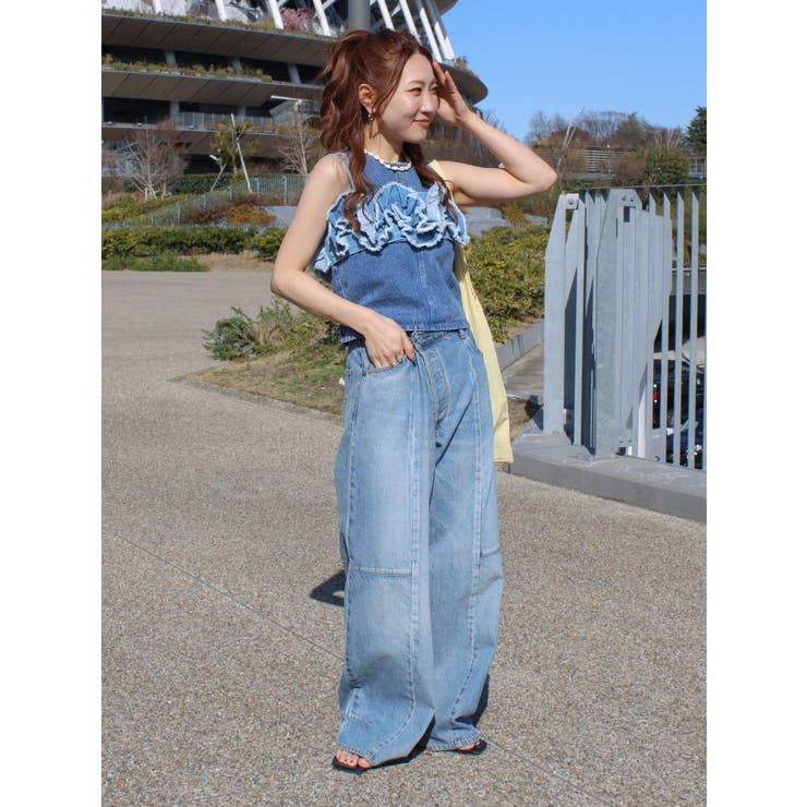 【新品】Ungrid アメスリデニムトップス　タンクトップ　ノースリーブ　夏 アングリッド Ungrid アメスリデニムトップス （ブルー