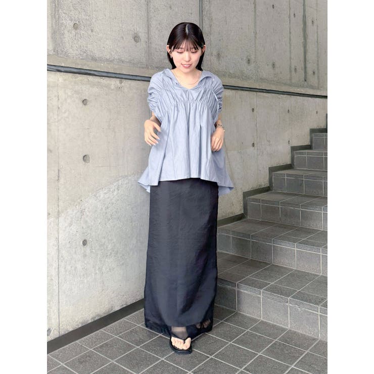【SALE】　Ungrid リネン混ギャザーノースリブラウス 1125304609 リネン混ギャザーノースリブラウス[品番：MKSW0064538]｜Ungrid