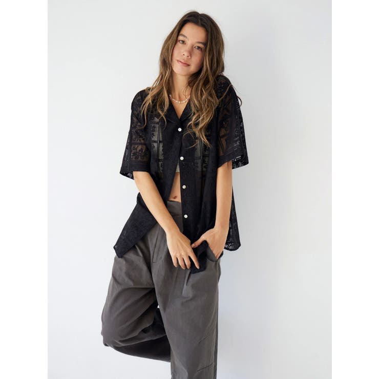 レース開襟ハーフスリーブシャツ | Ungrid | 詳細画像3 