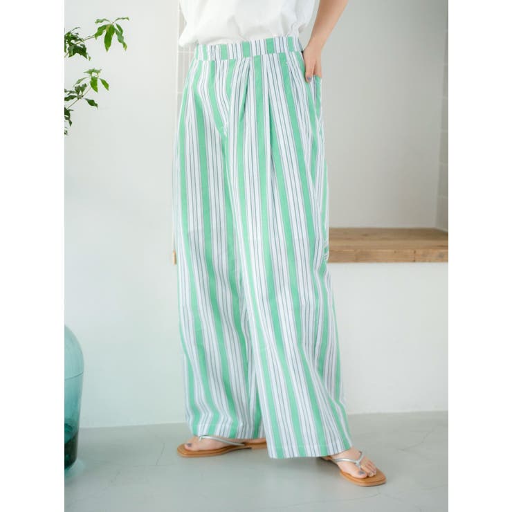 ウエストタックストライプパンツ | Ungrid | 詳細画像1 