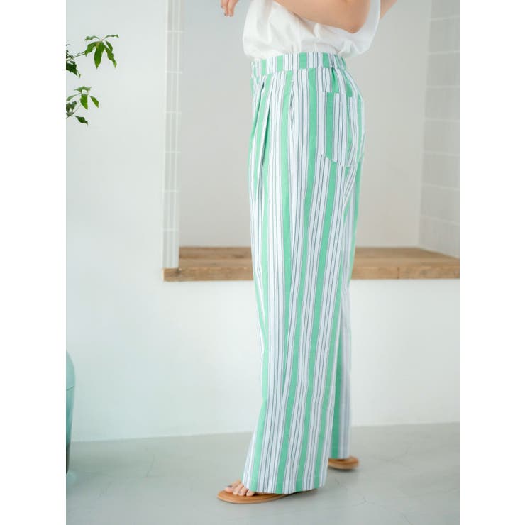 ウエストタックストライプパンツ | Ungrid | 詳細画像6 