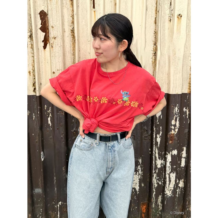 レッド | スティッチデザインプリントTee | Ungrid