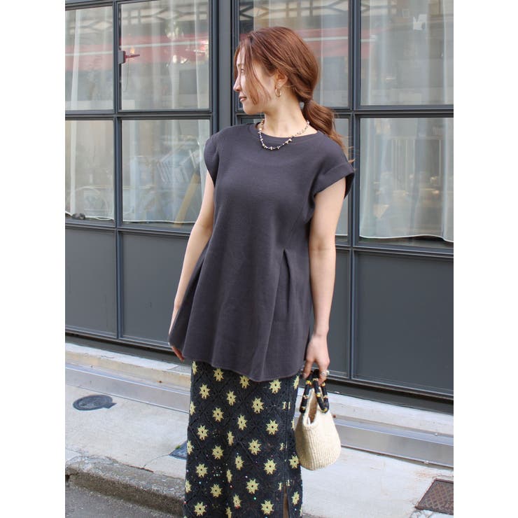 チャコールグレー | バックスリットワッフルタンクトップ | Ungrid