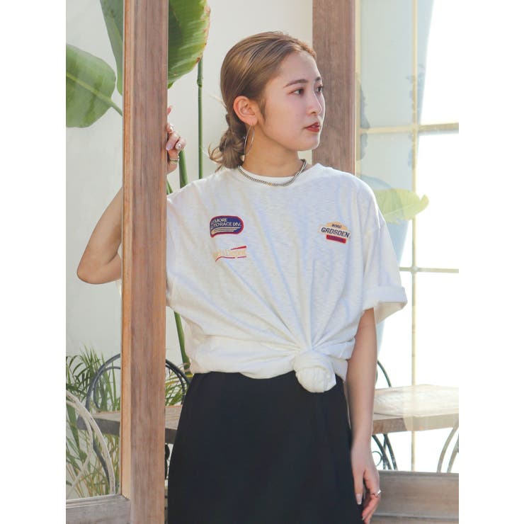 Ungrid - アフリカンエンブロイダリートップス まきちゃん Ungrid tシャツ ミックスロゴエンブロイダリーTee レディース