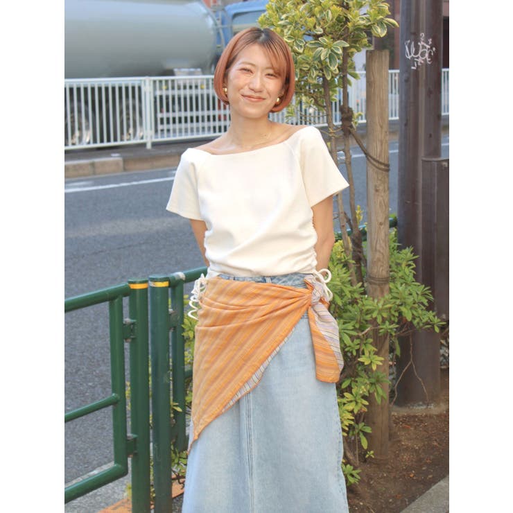 サイドギャザーボートネックTee | Ungrid | 詳細画像1 